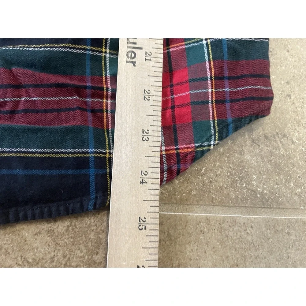 Old Navy Men's Sz S Red Green Black Plaid Flannel Long Sleeve Button Up Shirt - Picture 6 of 8